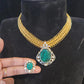 Gold Mesh Necklace with 92.5 Silver Detachable Emerald Pendant