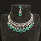 Luxury Diamond Finish Rectangle Emerald Necklace Set