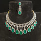 Luxury Diamond Finish Rectangle Emerald Necklace Set