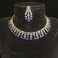 Luxury Diamond Finish Tear Drop Necklace Set in Purple and Emerald colors