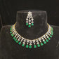 Luxury Diamond Finish Tear Drop Necklace Set in Purple and Emerald colors