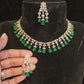 Luxury Diamond Finish Tear Drop Necklace Set in Purple and Emerald colors