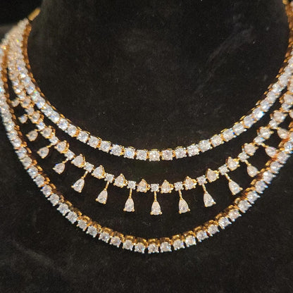 Sparkling Diamond Finish Necklace Multi-Layered Neckset