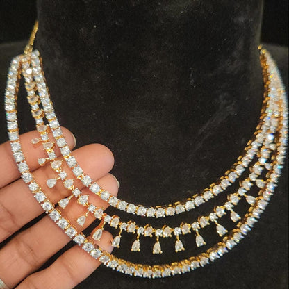 Sparkling Diamond Finish Necklace Multi-Layered Neckset