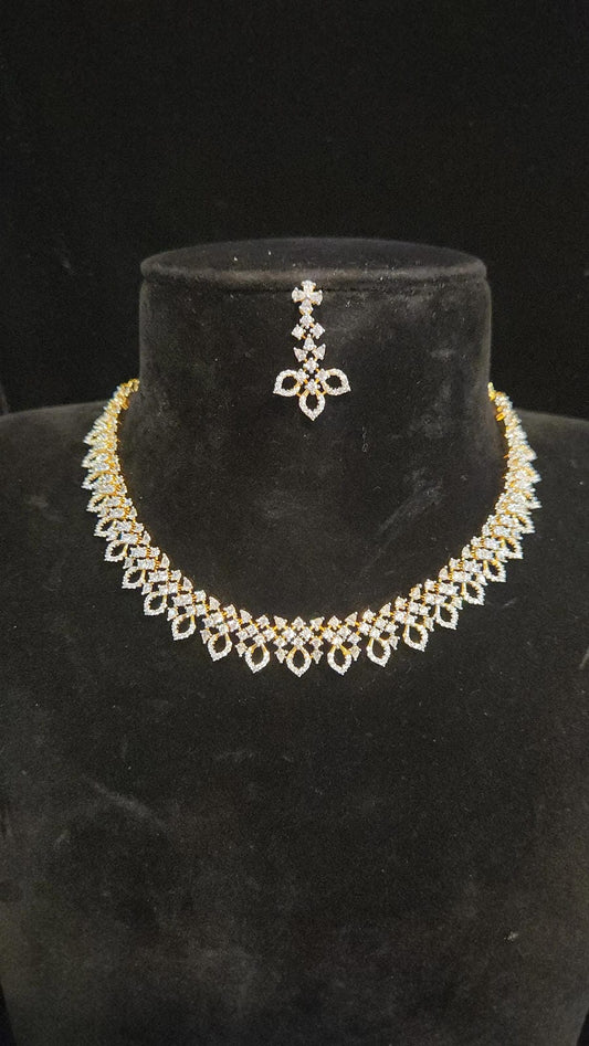 Sparkling Diamond Finish CZ Necklace Set