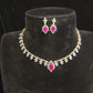 Sparkling Diamond Finish Ruby Necklace Set
