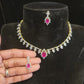 Sparkling Diamond Finish Ruby Necklace Set