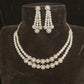 Sparkling Rhodium Finish Double Layer Necklace Set