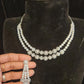 Sparkling Rhodium Finish Double Layer Necklace Set