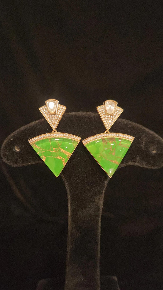 Sparkling Cone Shaped Fire Stone Earrings