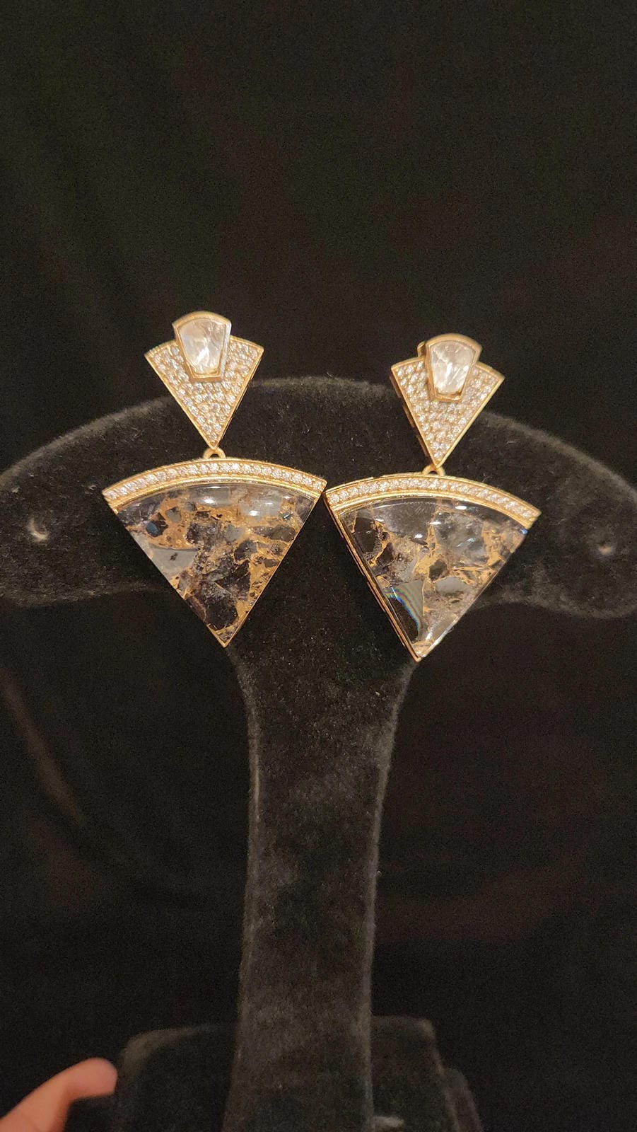 Sparkling Cone Shaped Fire Stone Earrings
