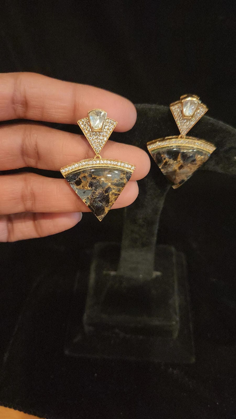 Sparkling Cone Shaped Fire Stone Earrings