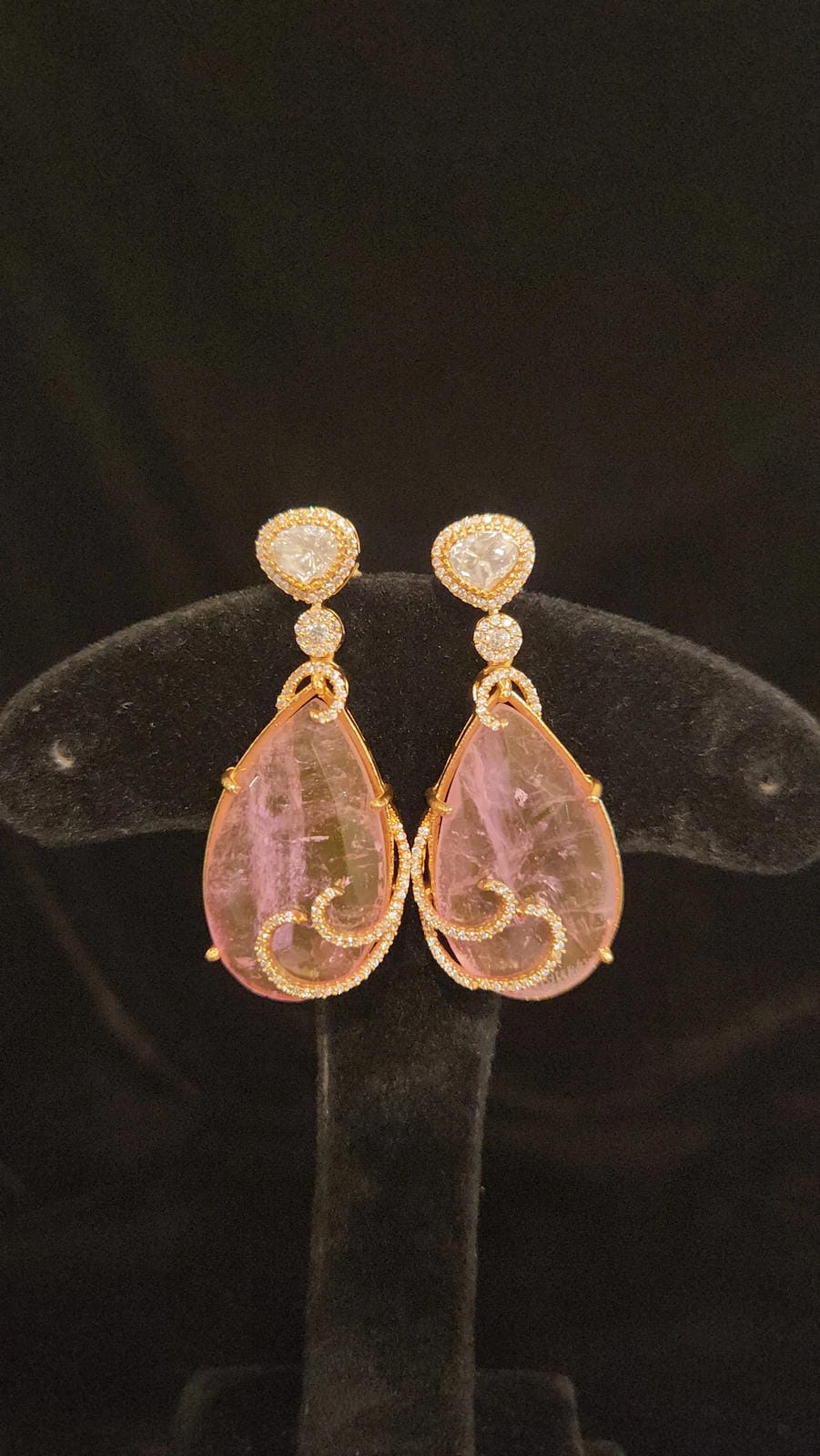 Sparkling Drop Shaped Baby Pink Double-Eight Earrings