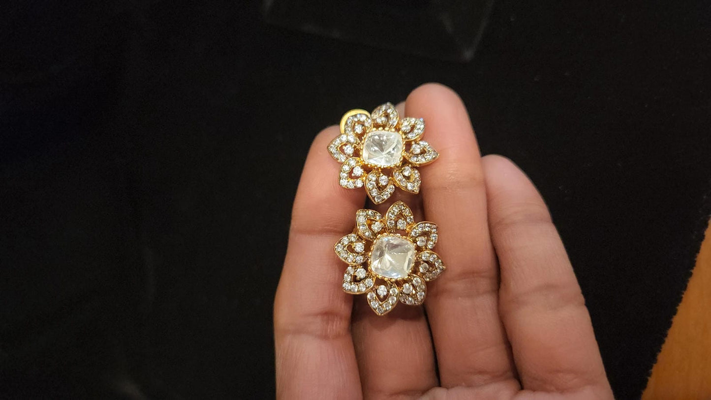 Sparkling Star Shaped Moissanite & CZ Studs