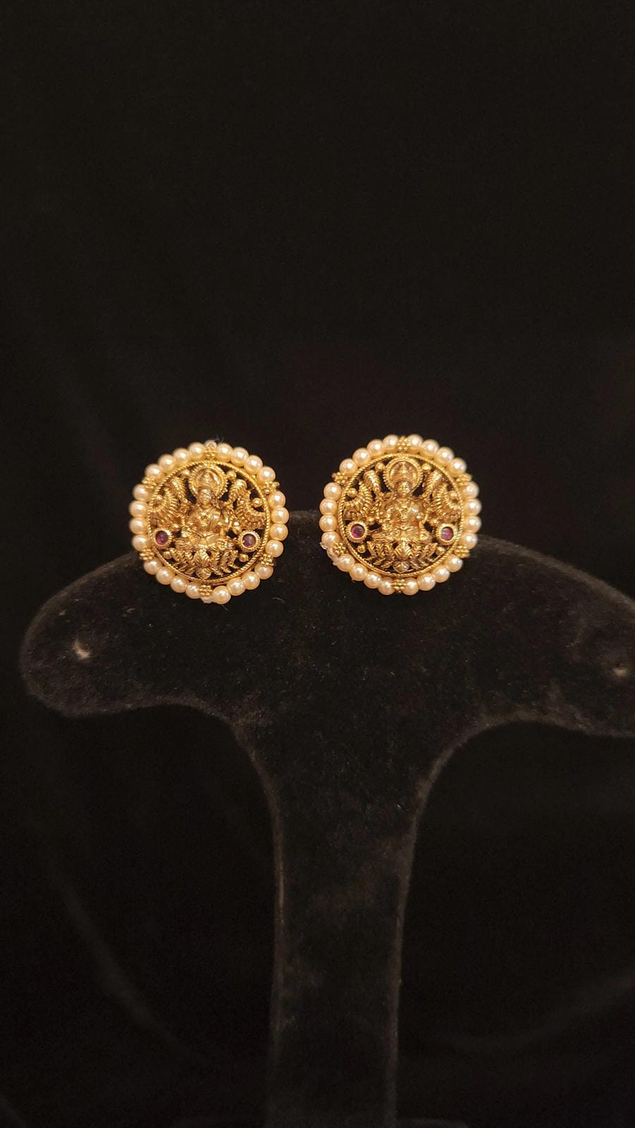 Divine Lakshmi Devi & Pearls Studs