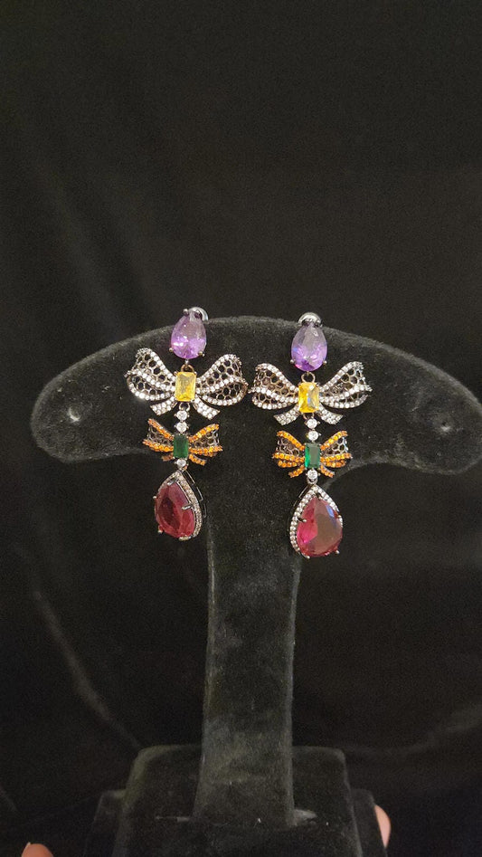 Brilliant Multi-Color Butterfly Ruby Earrings