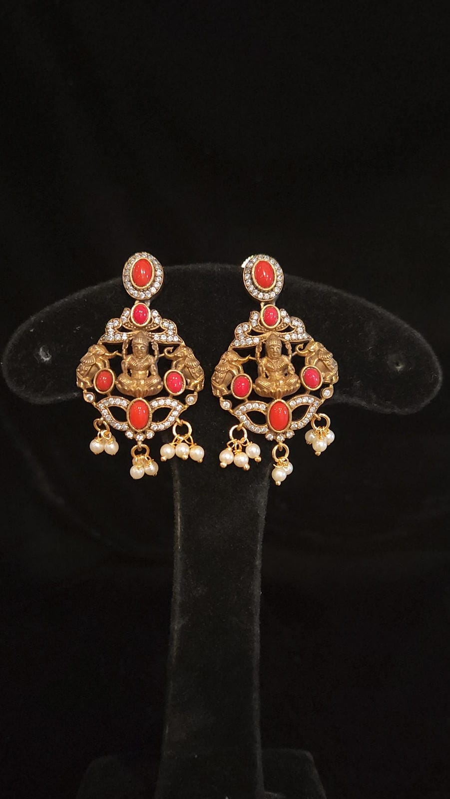 Divine Lakshmi Devi & Coral Earrings