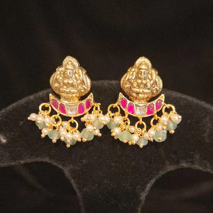Traditional Kundan Lakshmi Devi Studs
