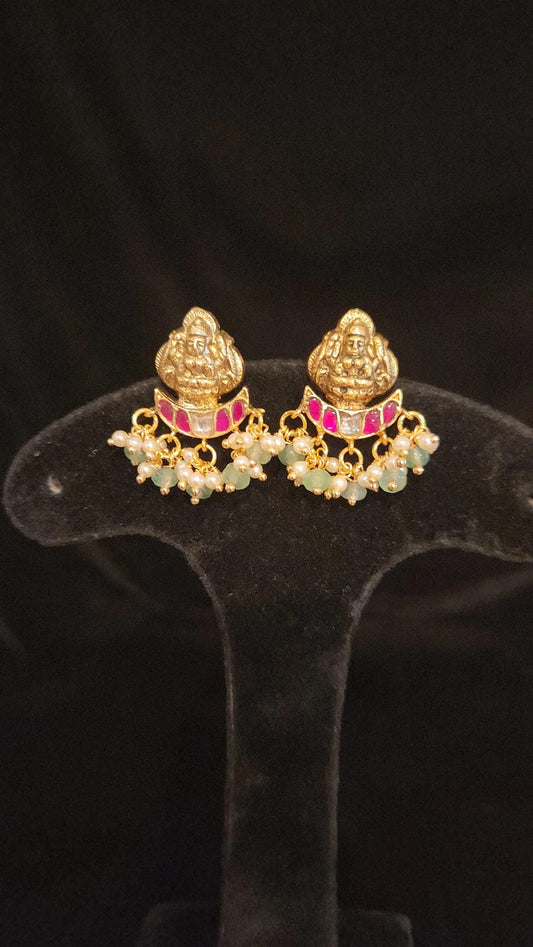 Traditional Kundan Lakshmi Devi Studs