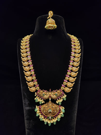 Opulent Peacock Mango Haram Set