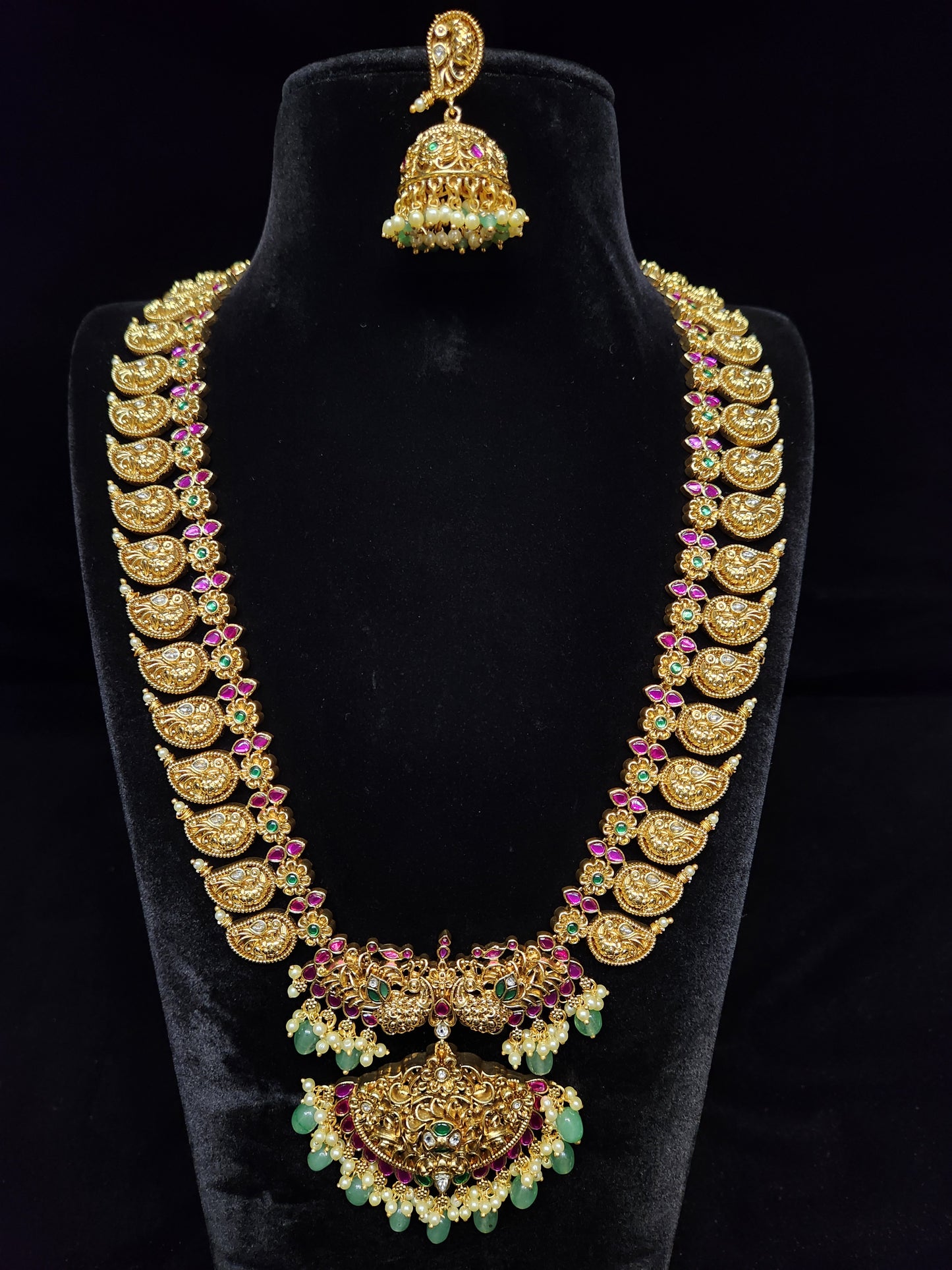 Opulent Peacock Mango Haram Set