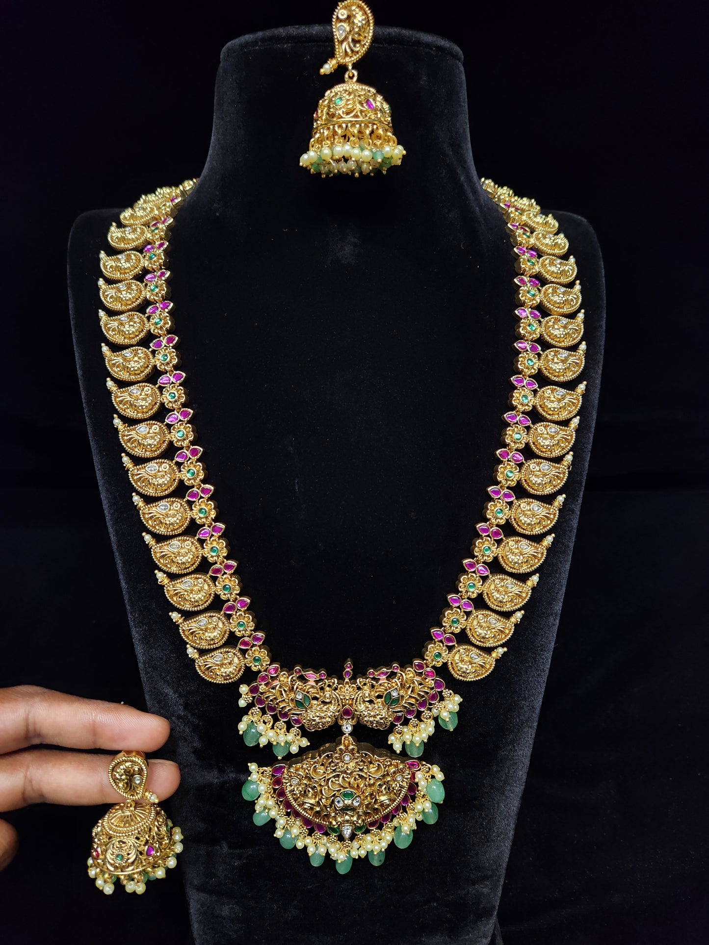 Opulent Peacock Mango Haram Set