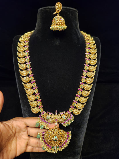 Opulent Peacock Mango Haram Set