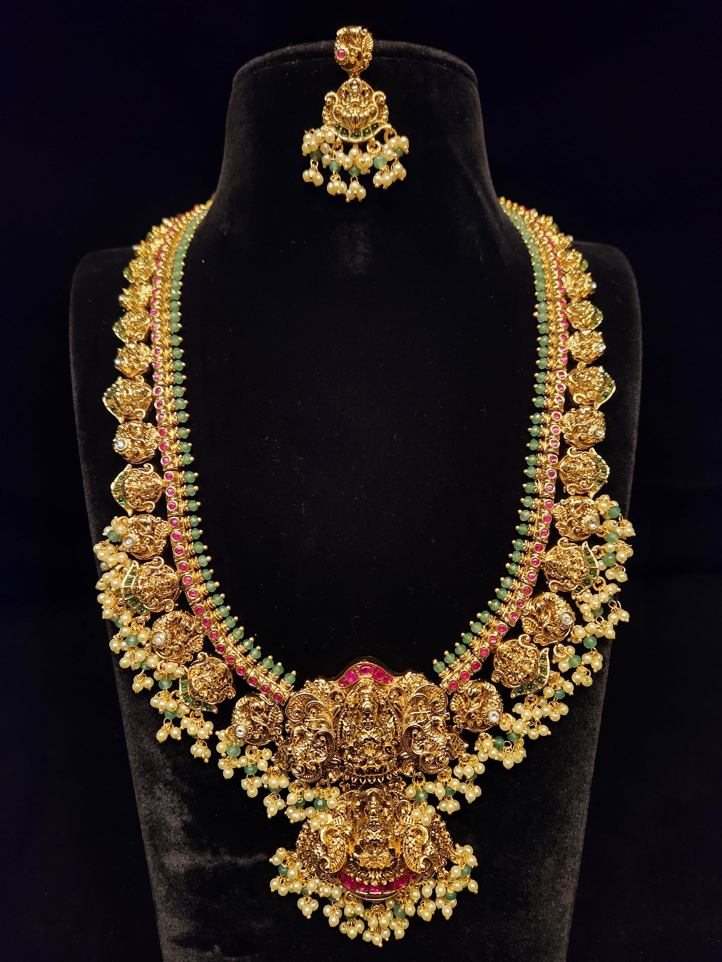 Divine Lakshmi Devi Peacock Haram Set