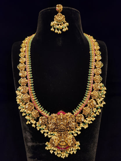 Divine Lakshmi Devi Peacock Haram Set