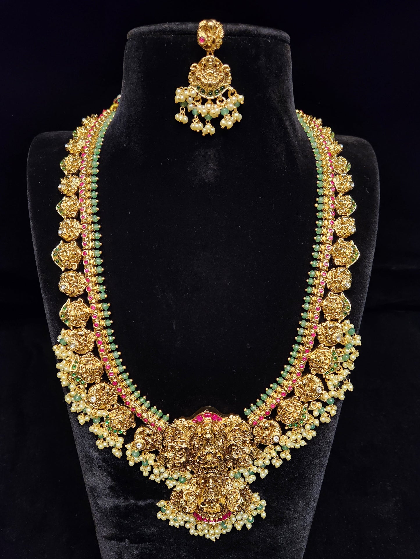 Divine Lakshmi Devi Peacock Haram Set