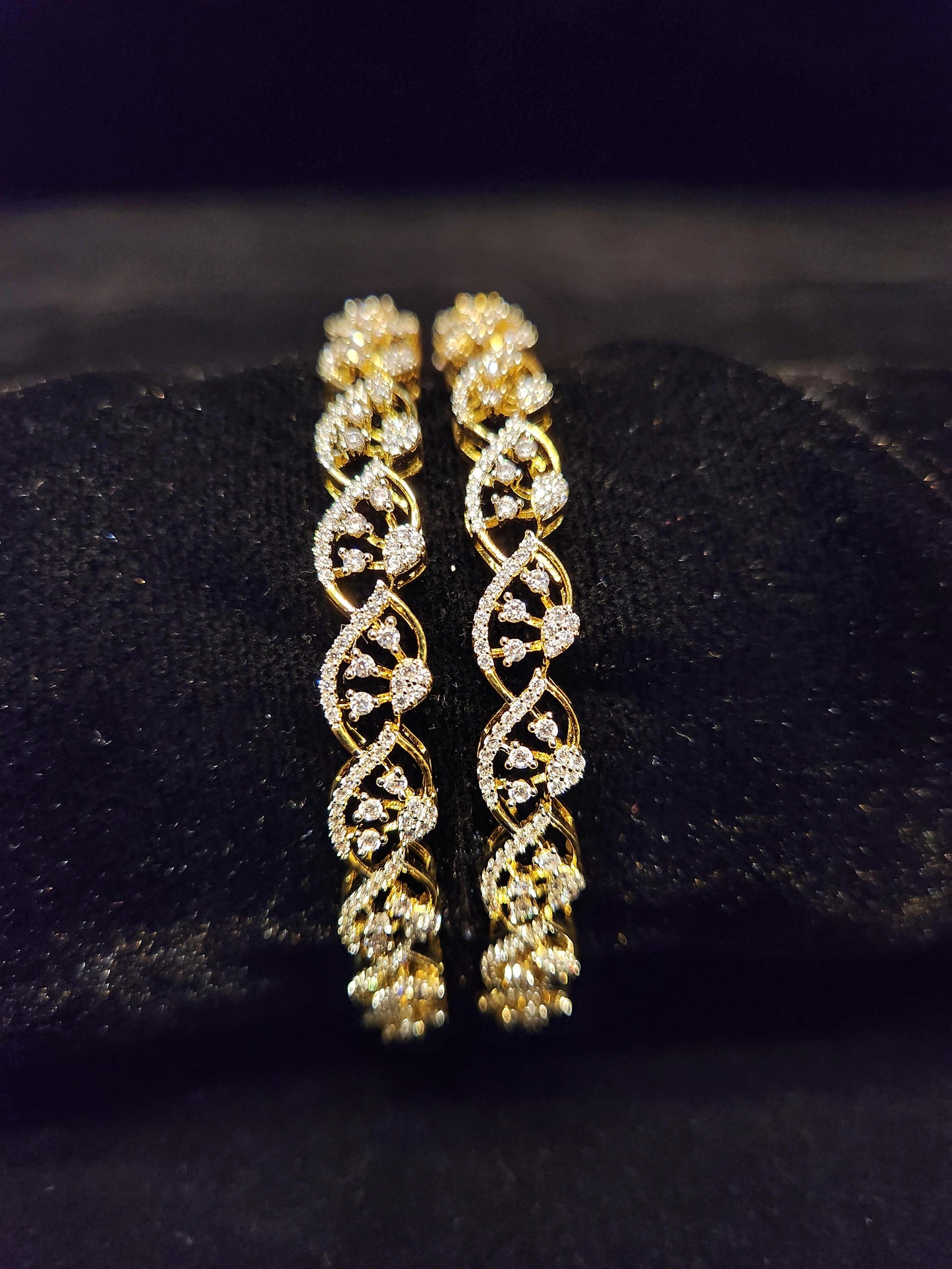 Brilliant CZ Leaf Designed Bangles