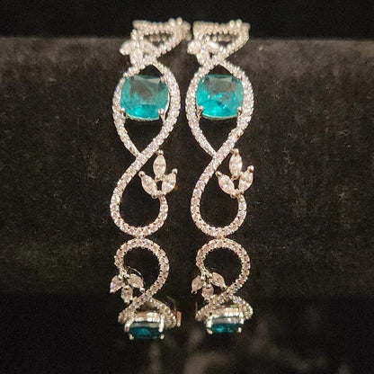 Stylish Emerald Stone Curvy Design Bangles