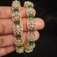 Brilliant Diamond Finish Oval Flower Emerald Bangles