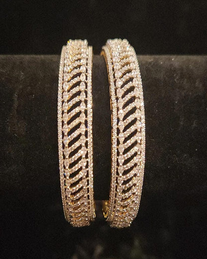 Shining CZ Slanting Design Bangles