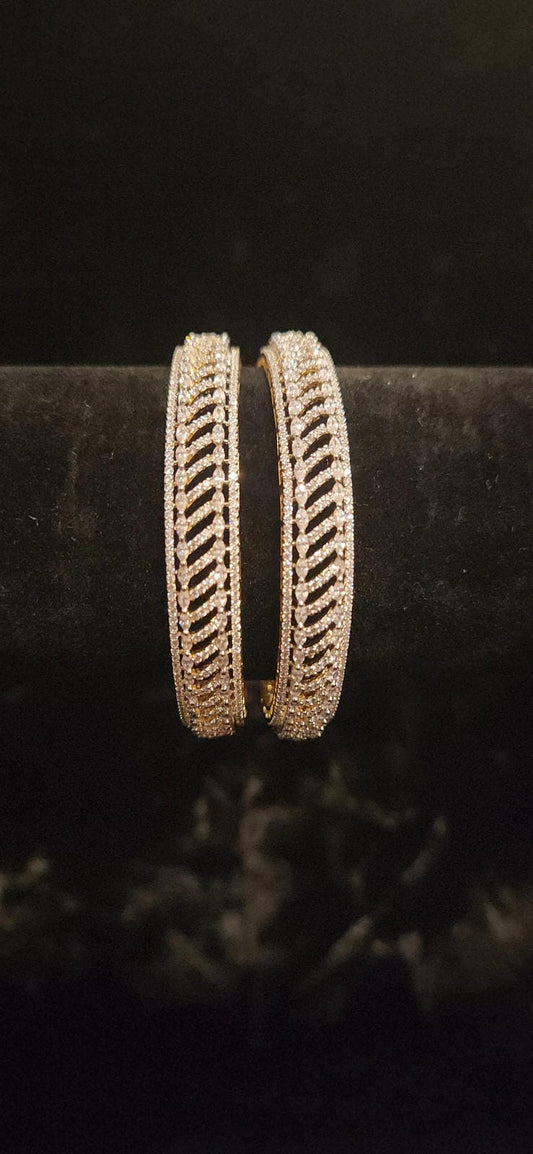Shining CZ Slanting Design Bangles