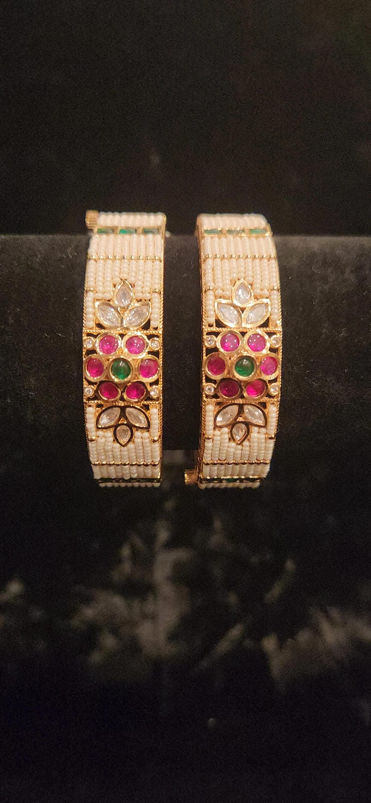 Classic Pearl Kundan Handmade Bangles
