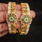 Traditional Pachi Kundan Flower Openable Bangles