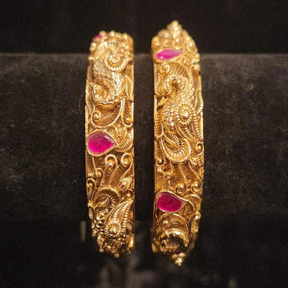 Traditional Nakshi Kundan Peacock Bangles