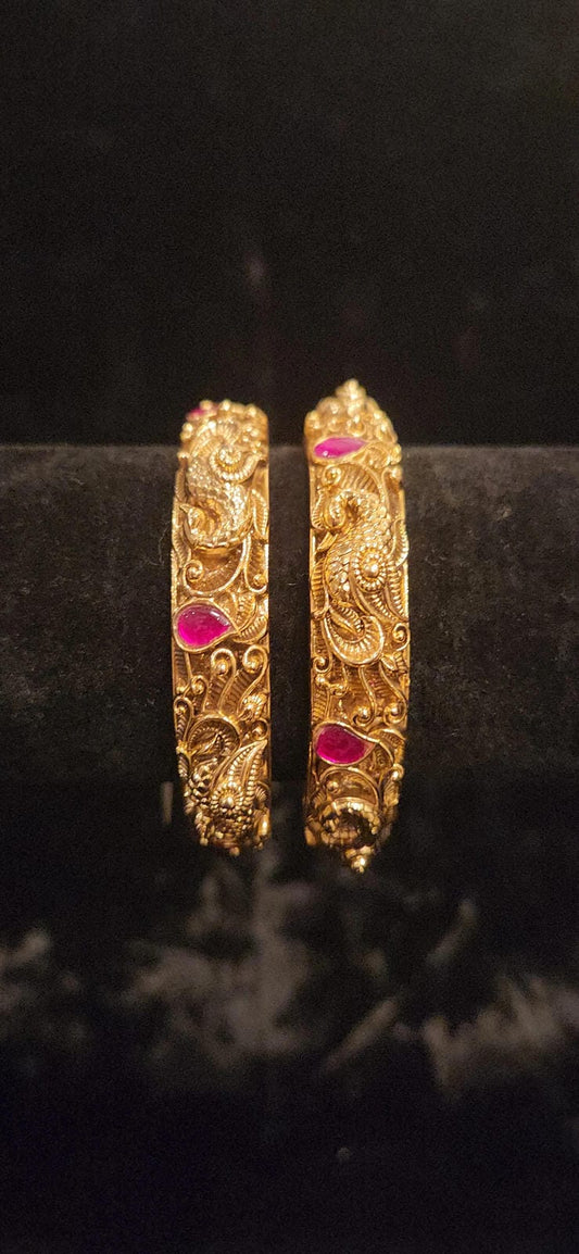 Traditional Nakshi Kundan Peacock Bangles
