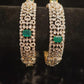 Brilliant Diamond Finish Floral Broad Emerald Bangles