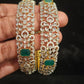Brilliant Diamond Finish Floral Broad Emerald Bangles