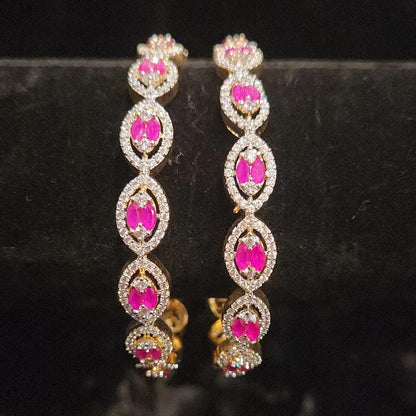 Brilliant Ruby Diamond Finish Oval Bangles