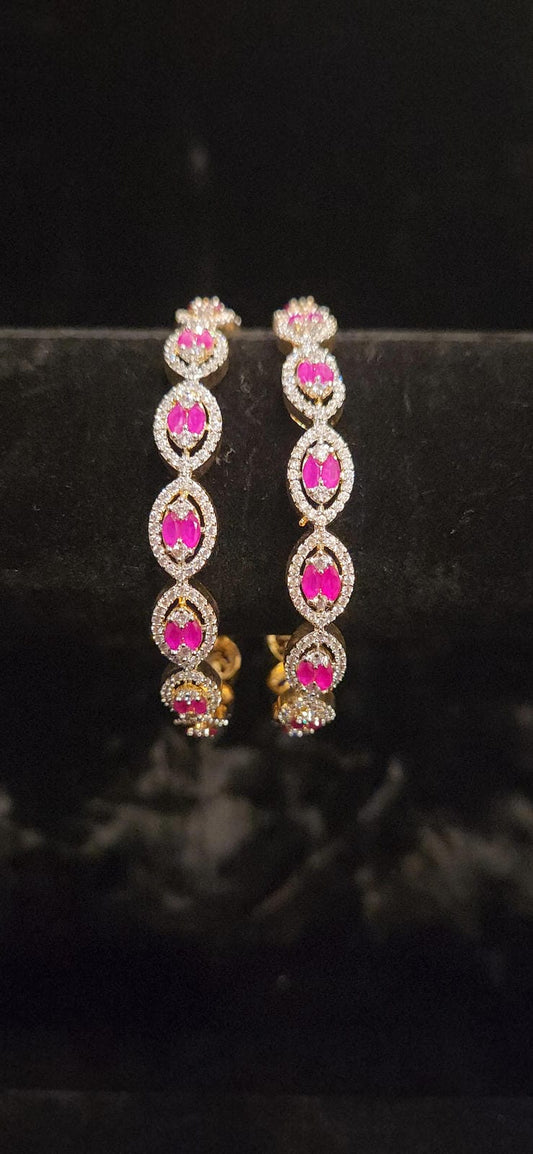 Brilliant Ruby Diamond Finish Oval Bangles