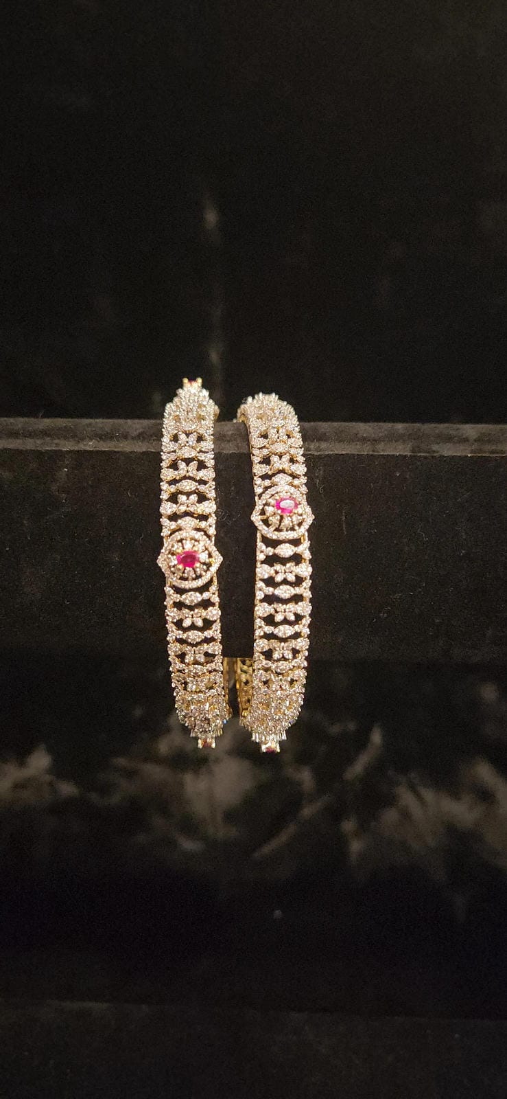 Classic Diamond Finish CZ Ruby Bangles