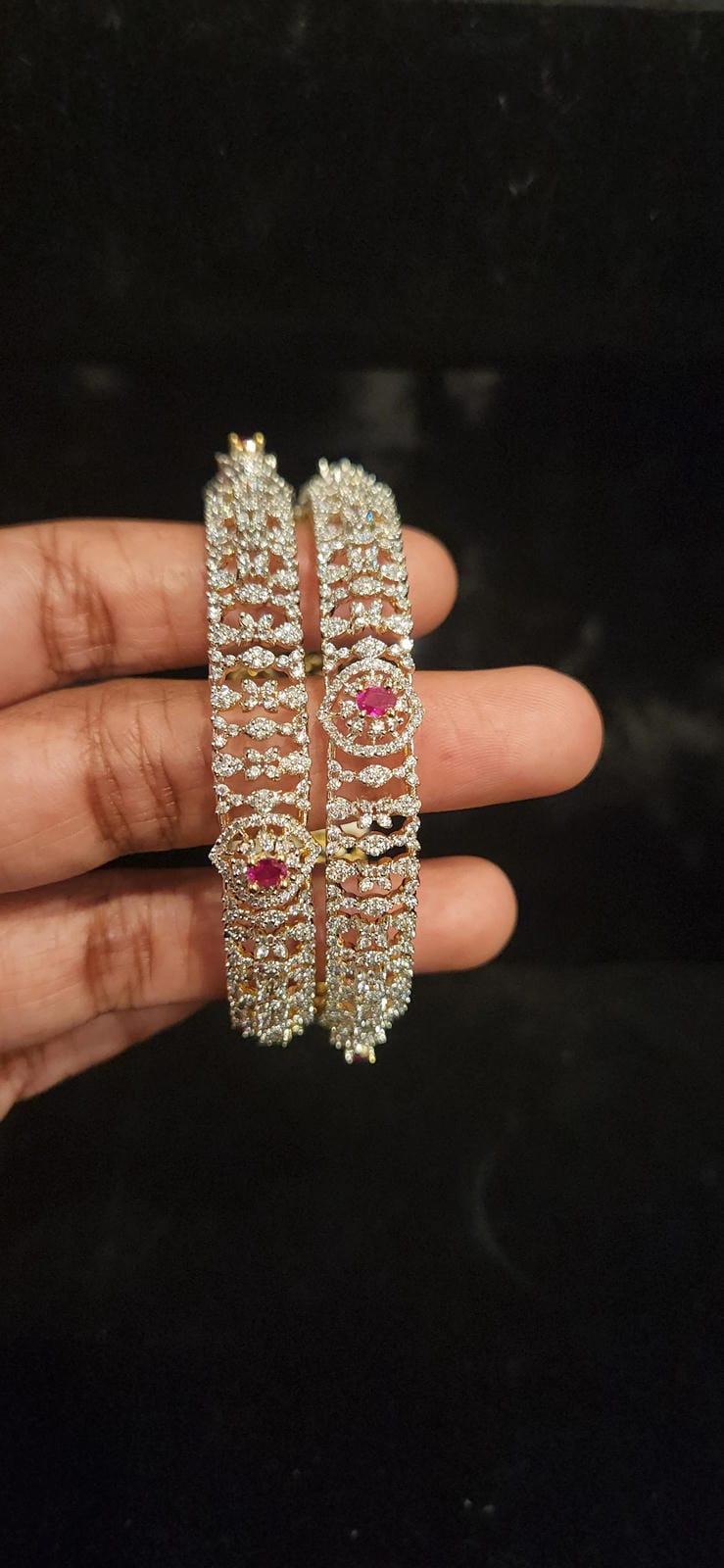 Classic Diamond Finish CZ Ruby Bangles