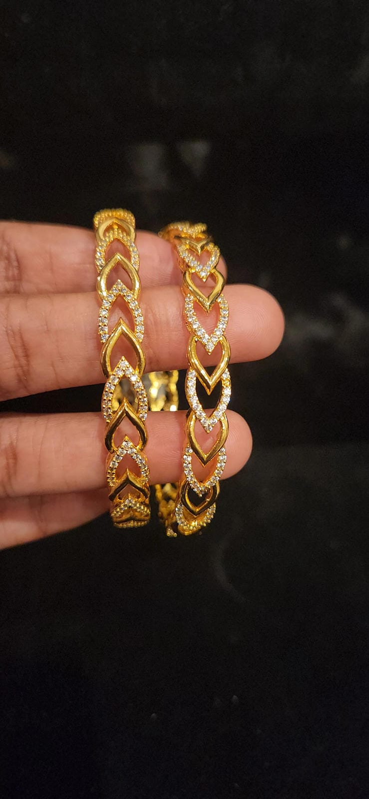 Classic Gold Finish V-Shaped Bangle