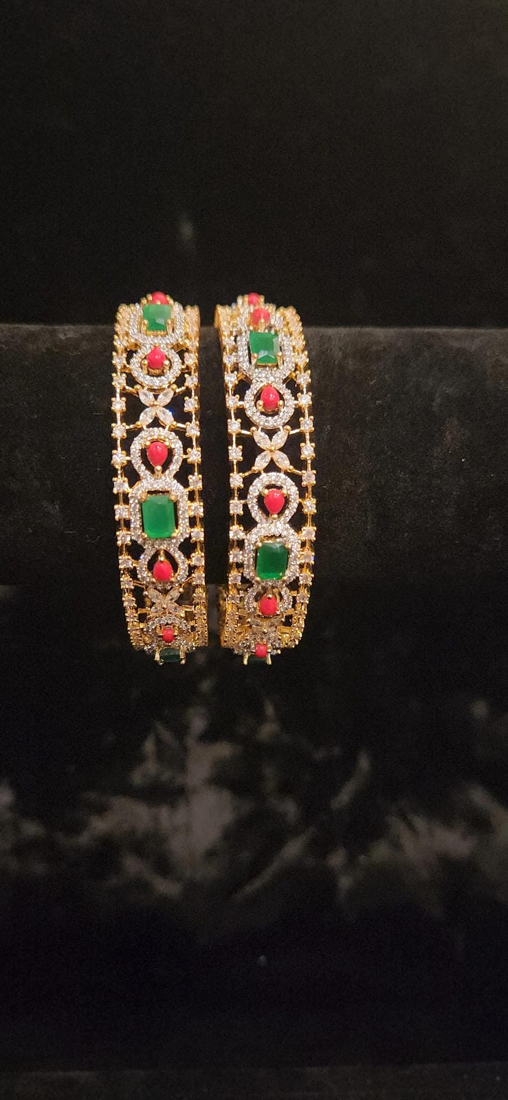Ravishing Coral & Emerald Bangles