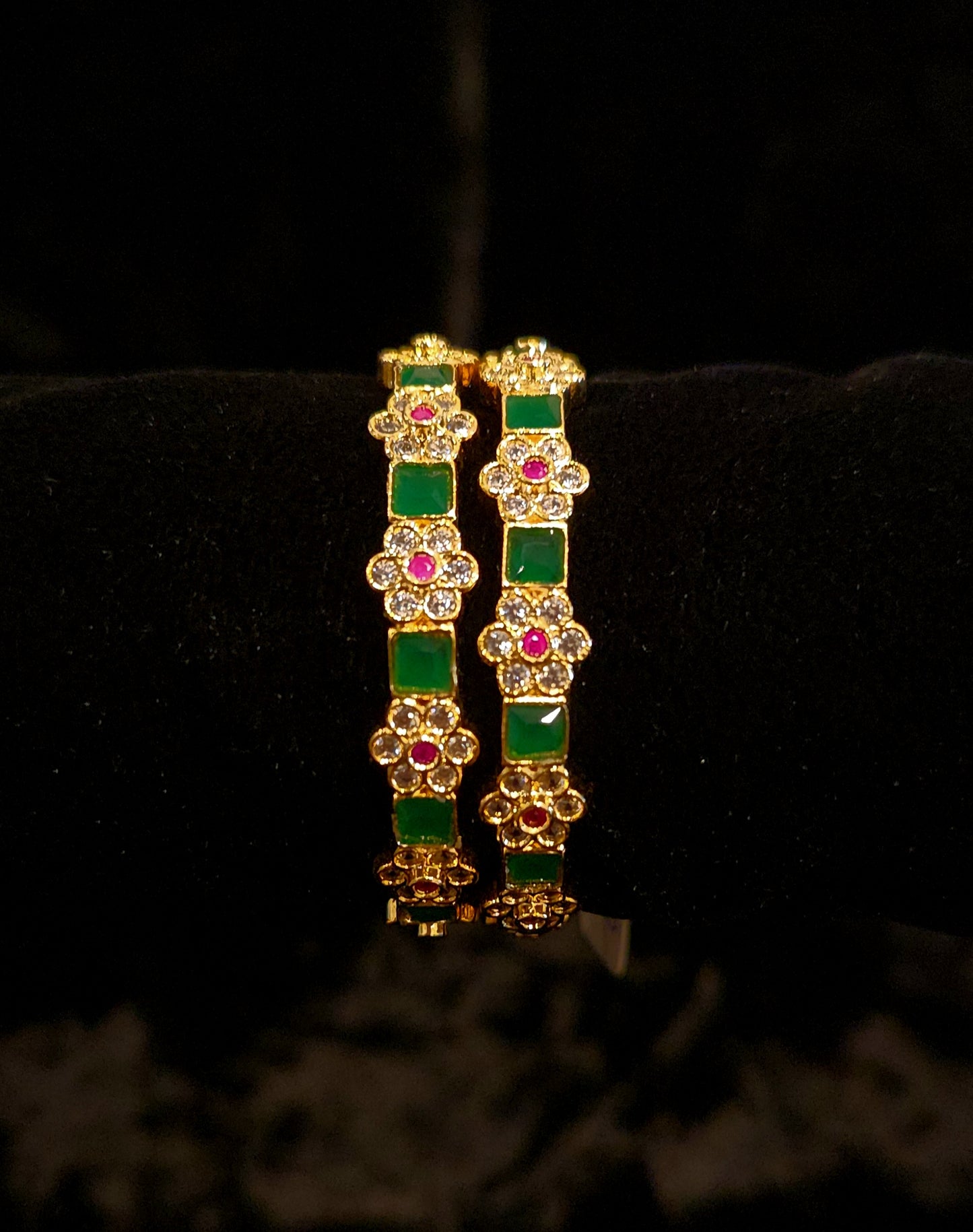 Charming Ruby Emerald Floral Kids Bangle