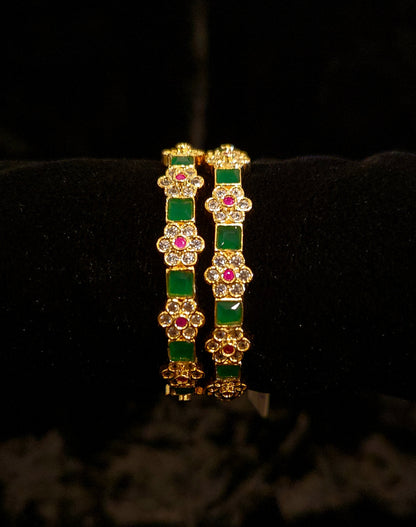 Charming Ruby Emerald Floral Kids Bangle