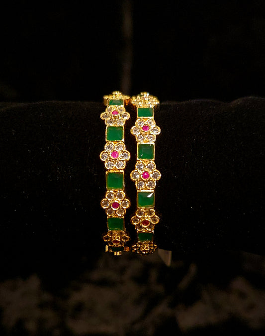 Charming Ruby Emerald Floral Kids Bangle